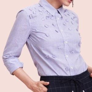 Target Floral Applique Pinstripe Button-down blous